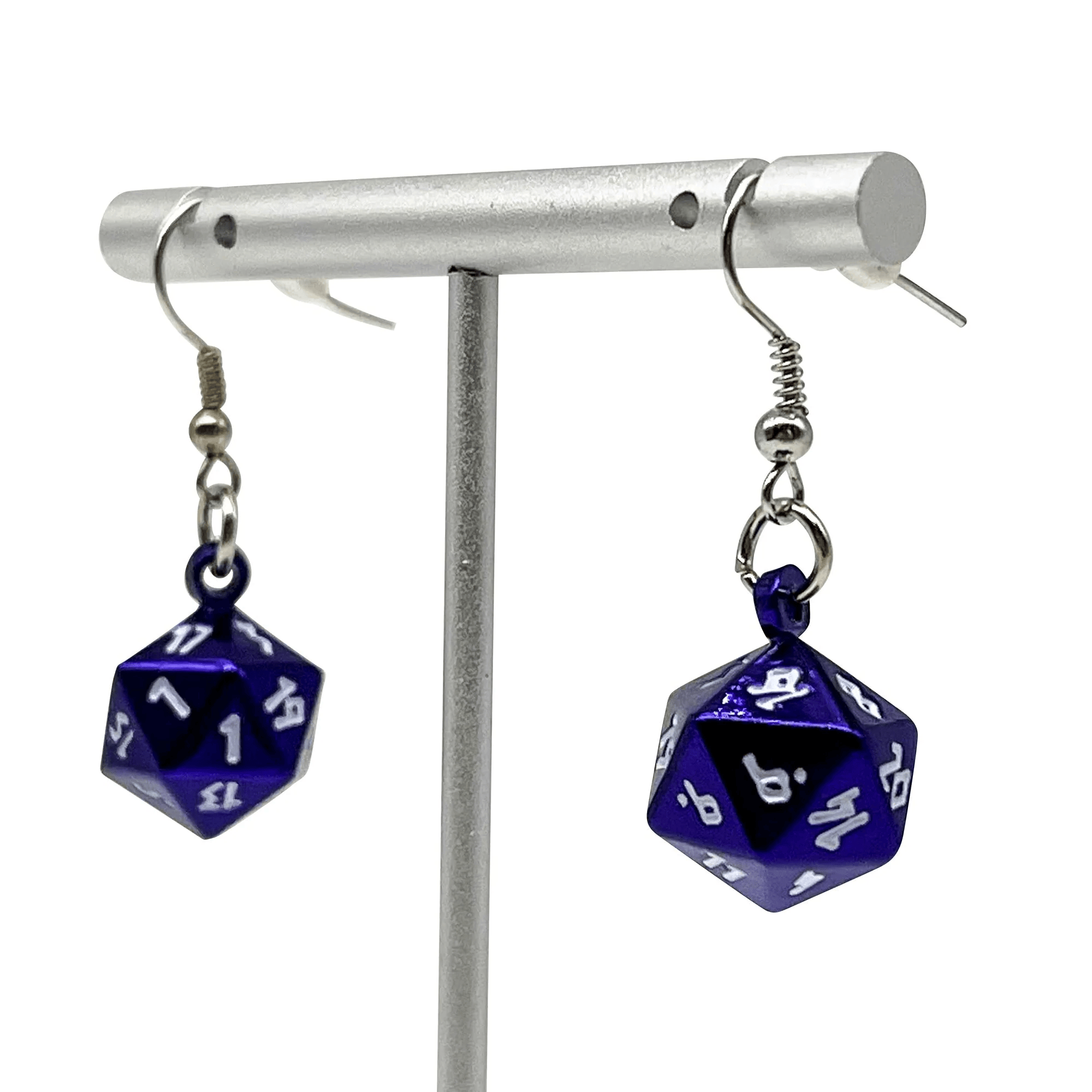 Bardic Purple D20 Earrings